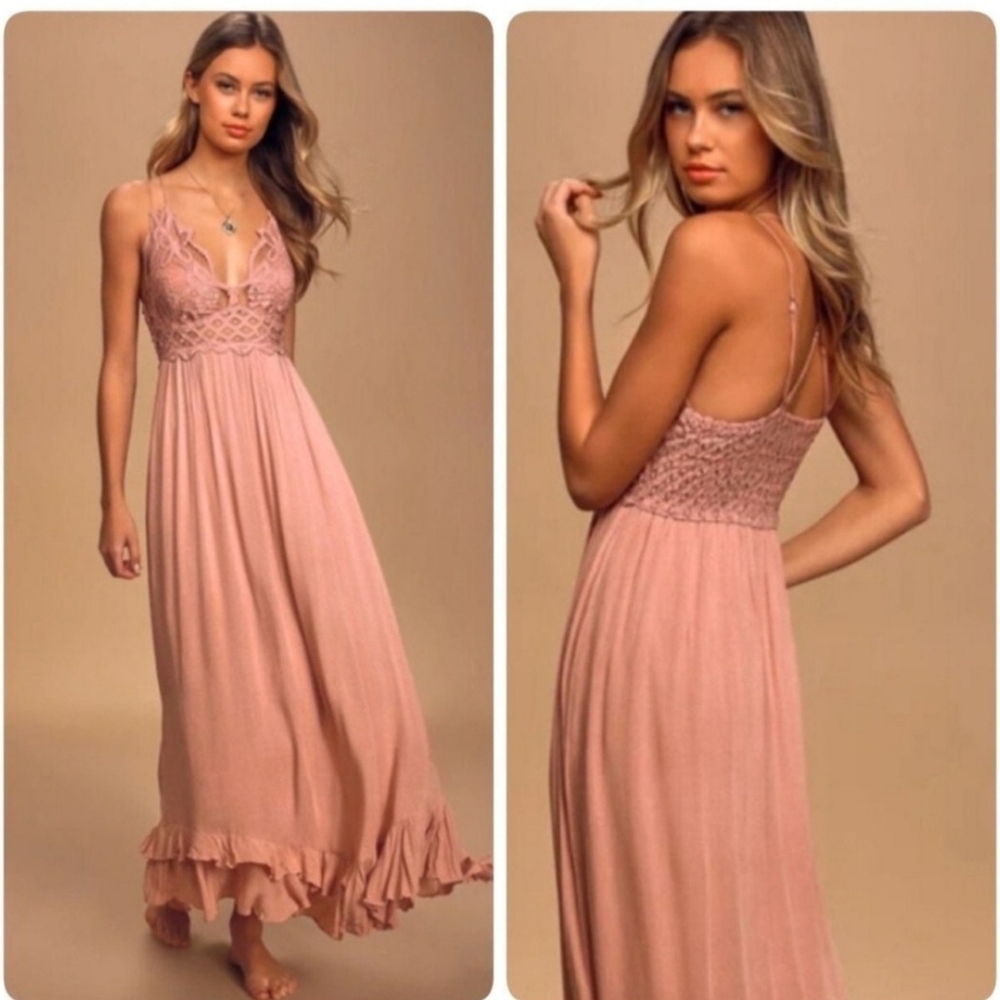 Free People Blush Lace Maxi Dress